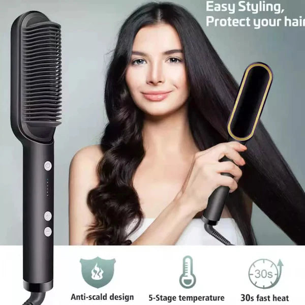 Hair Straightener Comb – 3-in-1 Styling Brush