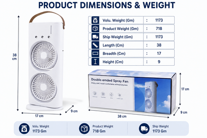 Electric Fan Desktop Double-Head Powerful Air (1 Pc / With Remote / Plug and Play)
