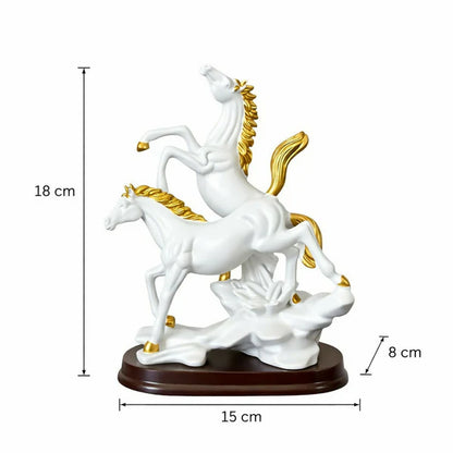 Elegant Double Horse Decorative Showpiece Statue for Home & Office