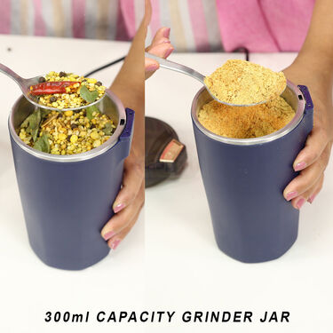 Multifunctional Portable Electric Grinder Quick Grinding for Masala, Spices, Nuts, Grains & Coffee