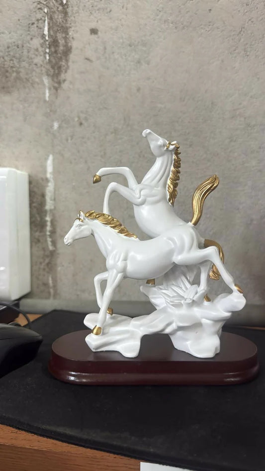 Elegant Double Horse Decorative Showpiece Statue for Home & Office